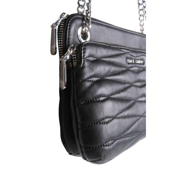 New VINCE CAMUTO Black Quilted Leather Convertible Strap Shoulder Crossbody Bag - Picture 9 of 10